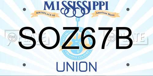 SOZ67B Mississippi License Plate