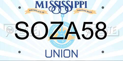 SOZA58 Mississippi License Plate