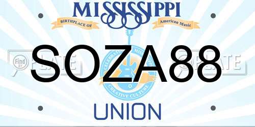 SOZA88 Mississippi License Plate