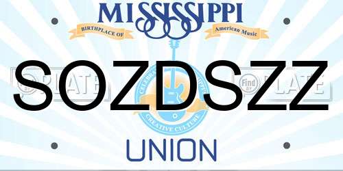 SOZDSZZ Mississippi License Plate