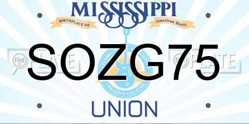 SOZG75 Mississippi License Plate