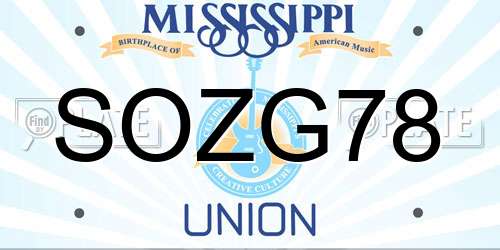 SOZG78 Mississippi License Plate