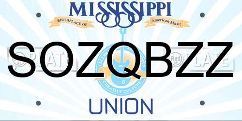 SOZQBZZ Mississippi License Plate