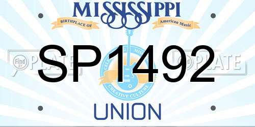 SP1492 Mississippi License Plate