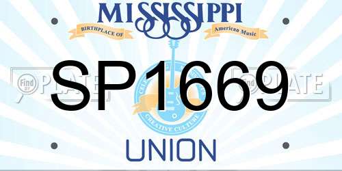 SP1669 Mississippi License Plate