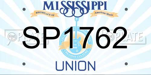 SP1762 Mississippi License Plate