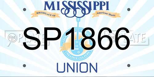 SP1866 Mississippi License Plate