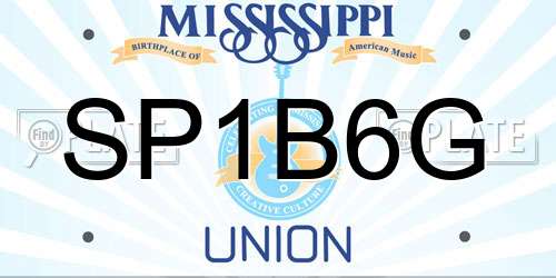 SP1B6G Mississippi License Plate
