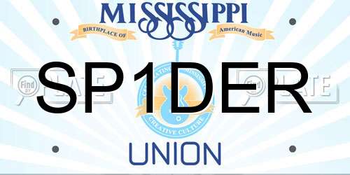 SP1DER Mississippi License Plate