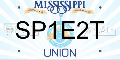 SP1E2T Mississippi License Plate