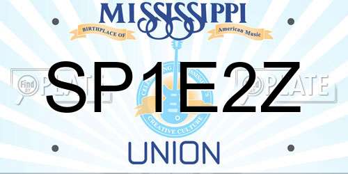 SP1E2Z Mississippi License Plate
