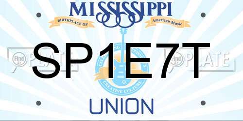 SP1E7T Mississippi License Plate