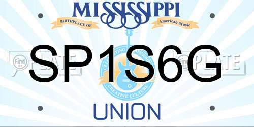 SP1S6G Mississippi License Plate