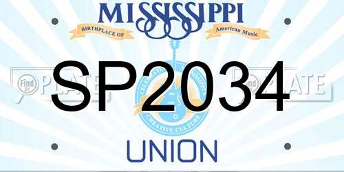 SP2034 Mississippi License Plate