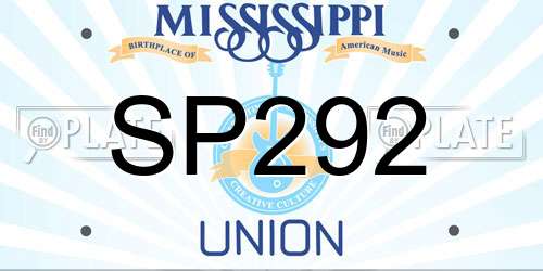 SP292 Mississippi License Plate