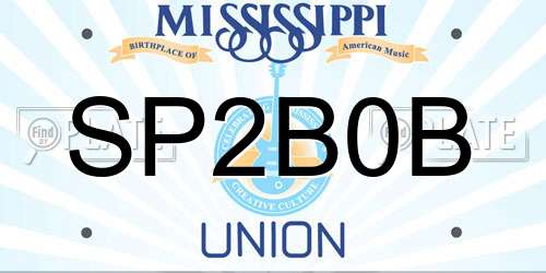 SP2B0B Mississippi License Plate