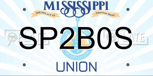 SP2B0S Mississippi License Plate