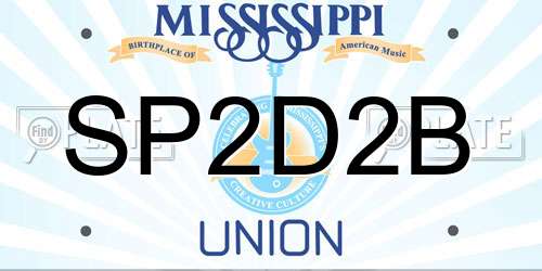 SP2D2B Mississippi License Plate