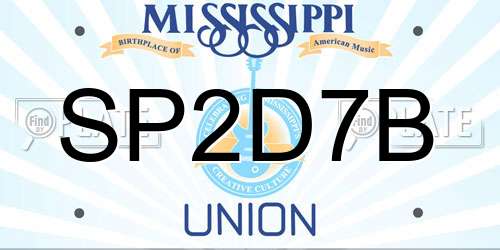 SP2D7B Mississippi License Plate