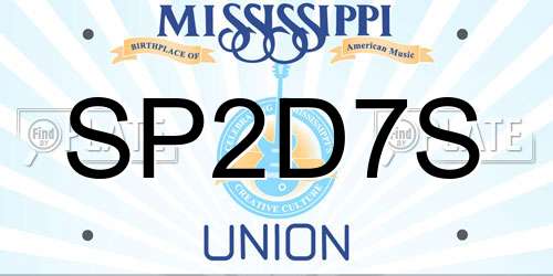 SP2D7S Mississippi License Plate