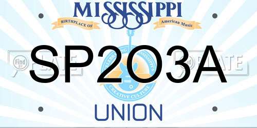 SP2O3A Mississippi License Plate