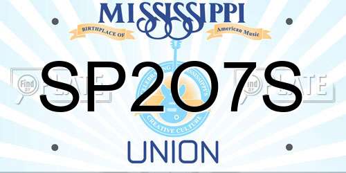SP2O7S Mississippi License Plate