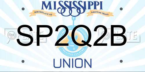 SP2Q2B Mississippi License Plate