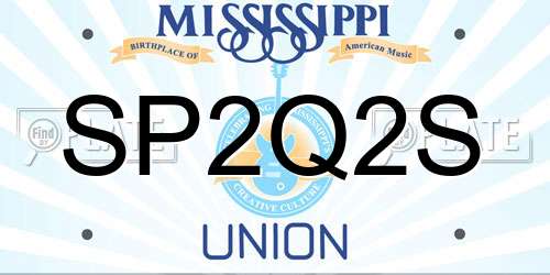 SP2Q2S Mississippi License Plate