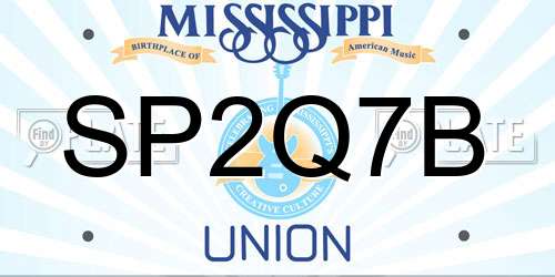 SP2Q7B Mississippi License Plate