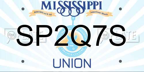 SP2Q7S Mississippi License Plate