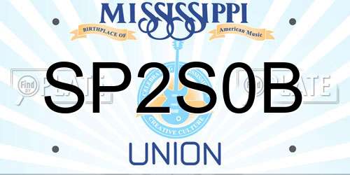 SP2S0B Mississippi License Plate