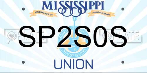SP2S0S Mississippi License Plate
