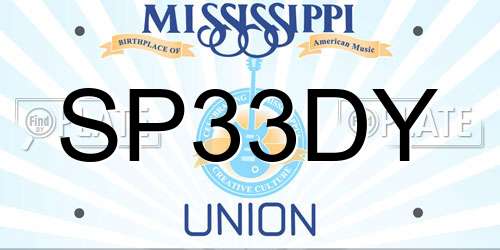 SP33DY Mississippi License Plate