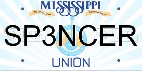 SP3NCER Mississippi License Plate