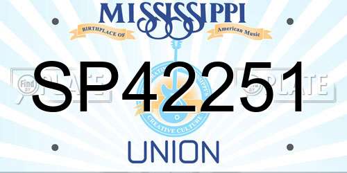 SP42251 Mississippi License Plate