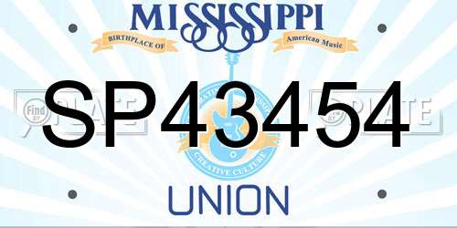 SP43454 Mississippi License Plate