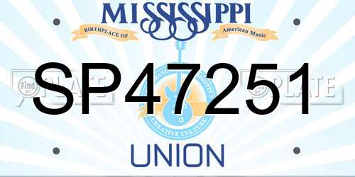 SP47251 Mississippi License Plate