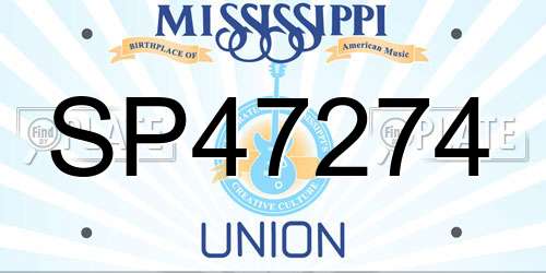 SP47274 Mississippi License Plate