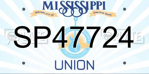 SP47724 Mississippi License Plate