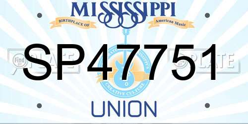 SP47751 Mississippi License Plate