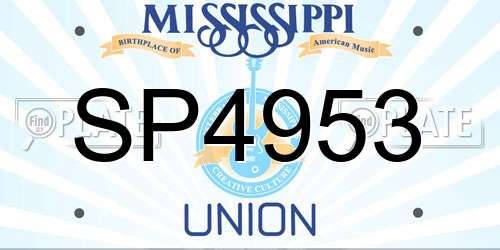 SP4953 Mississippi License Plate