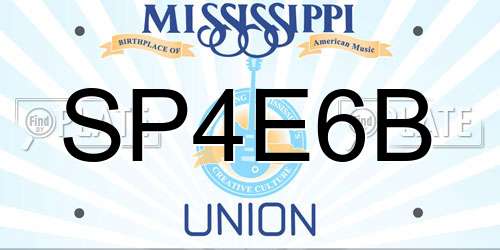 SP4E6B Mississippi License Plate