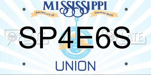 SP4E6S Mississippi License Plate