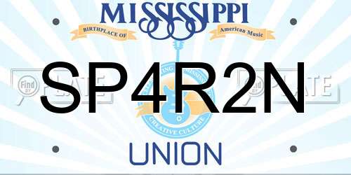 SP4R2N Mississippi License Plate