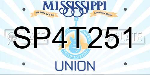 SP4T251 Mississippi License Plate