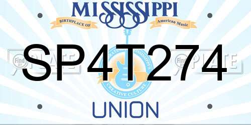 SP4T274 Mississippi License Plate