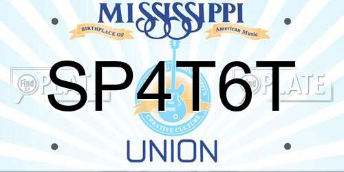 SP4T6T Mississippi License Plate