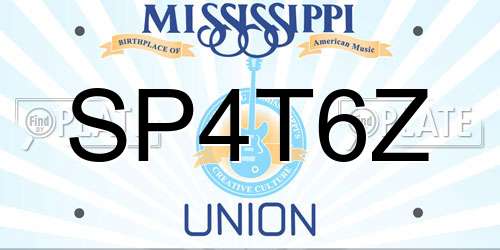 SP4T6Z Mississippi License Plate