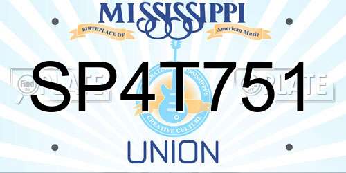 SP4T751 Mississippi License Plate