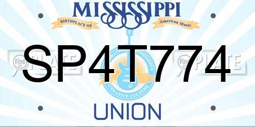SP4T774 Mississippi License Plate